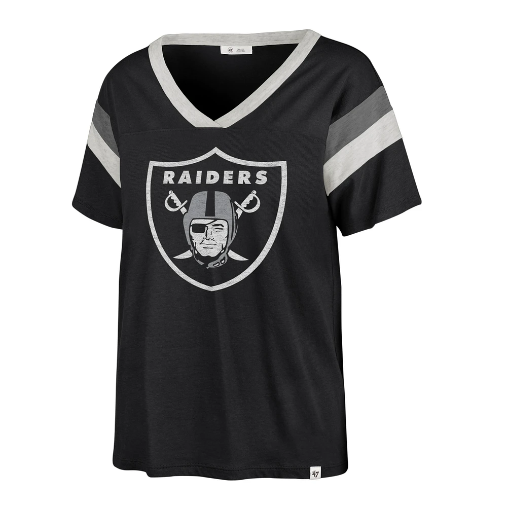 Women's '47 Black Las Vegas Raiders Phoenix V-Neck T-Shirt