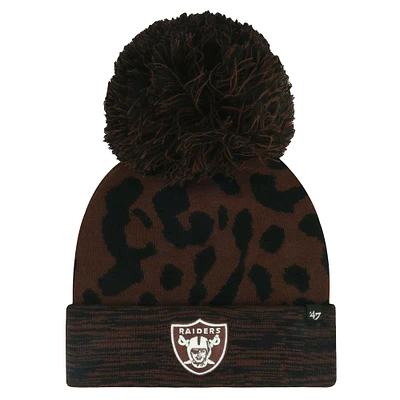 Bonnet tricoté à revers et pompon marron Las Vegas Raiders '47 pour femme