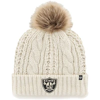 Bonnet en tricot à revers Team Meeko '47 Cream Las Vegas Raiders pour femme avec pompon