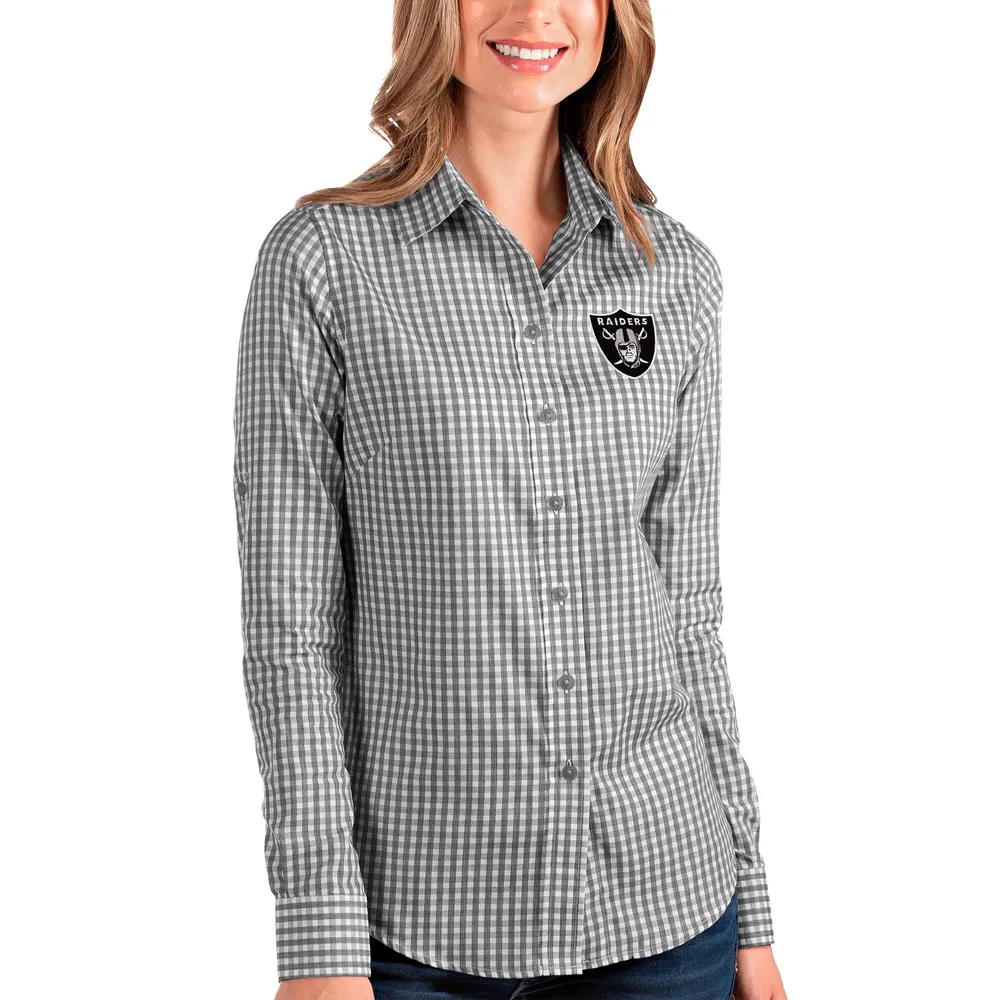 Lids Las Vegas Raiders Antigua Women's Structure Long Sleeve Button-Up Shirt  - Black/White
