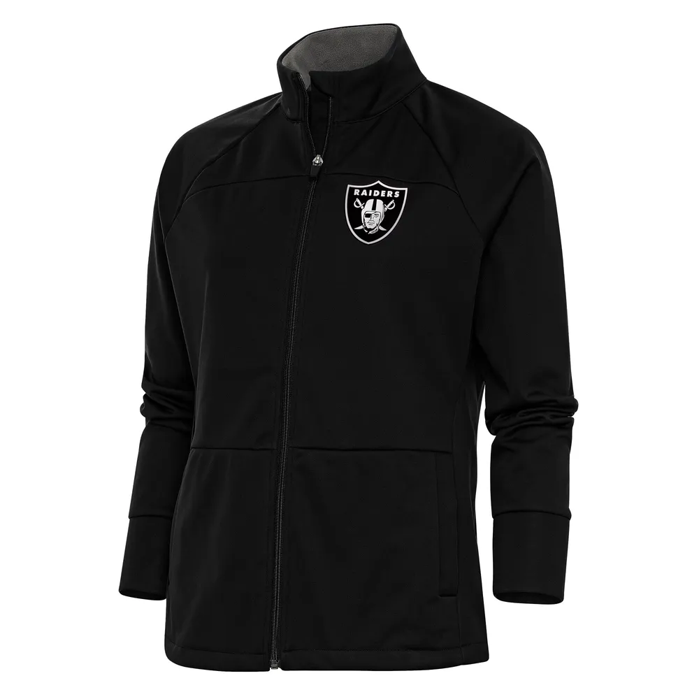 Las Vegas Raiders Antigua Compression Long Sleeve Button Up Large Black/White