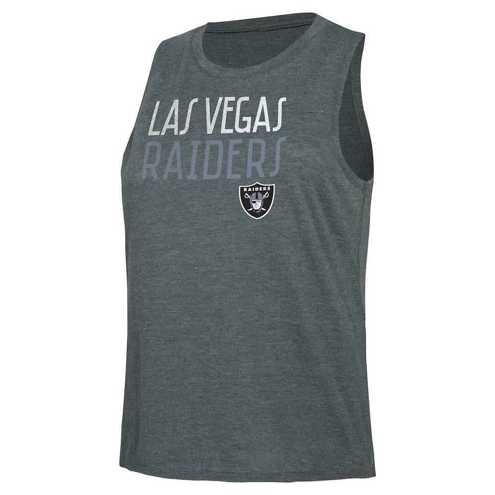Ensemble débardeur et pantalon Concepts Sport pour femmes, noir/charbon, Las Vegas Raiders