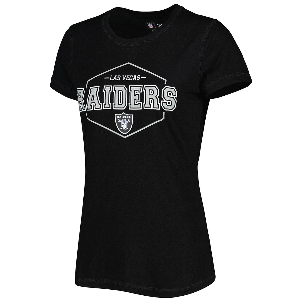 Women's Concepts Sport Black/Gray Las Vegas Raiders Plus Badge T-Shirt & Pants Sleep Set