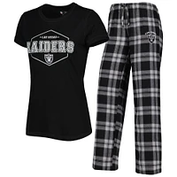 Women's Concepts Sport Black/Gray Las Vegas Raiders Plus Badge T-Shirt & Pants Sleep Set