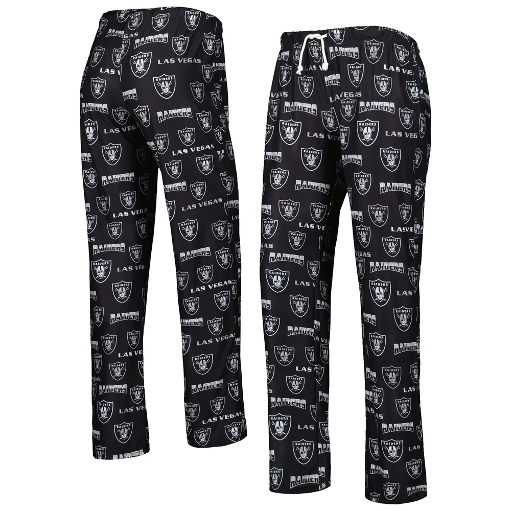 Men's Concepts Sport Black/Gray Las Vegas Raiders Breakthrough AOP Knit Split Pants Size: Medium