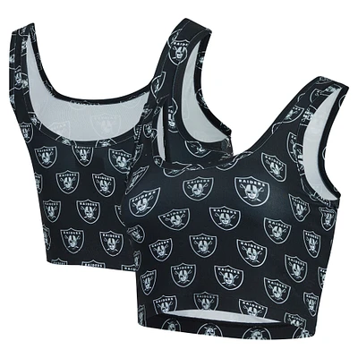 Women's Concepts Sport Black Las Vegas Raiders Record Allover Print Bralette