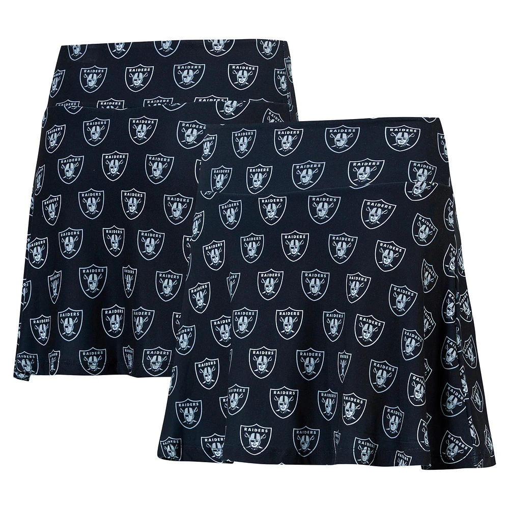 Women's Concepts Sport Black Las Vegas Raiders Record Allover Print Knit Sleep Skort