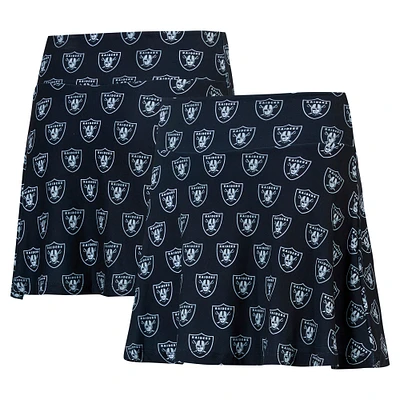 Jupe-short de nuit en tricot à imprimé intégral Las Vegas Raiders Record pour femme Concepts Sport Black