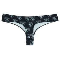 Women's Concepts Sport Black Las Vegas Raiders Record Allover Print Knit Thong