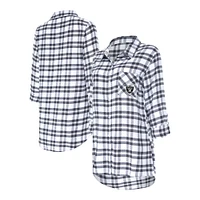 Women's Concepts Sport Charcoal Las Vegas Raiders Sienna Plaid Full-Button Long Sleeve Nightshirt