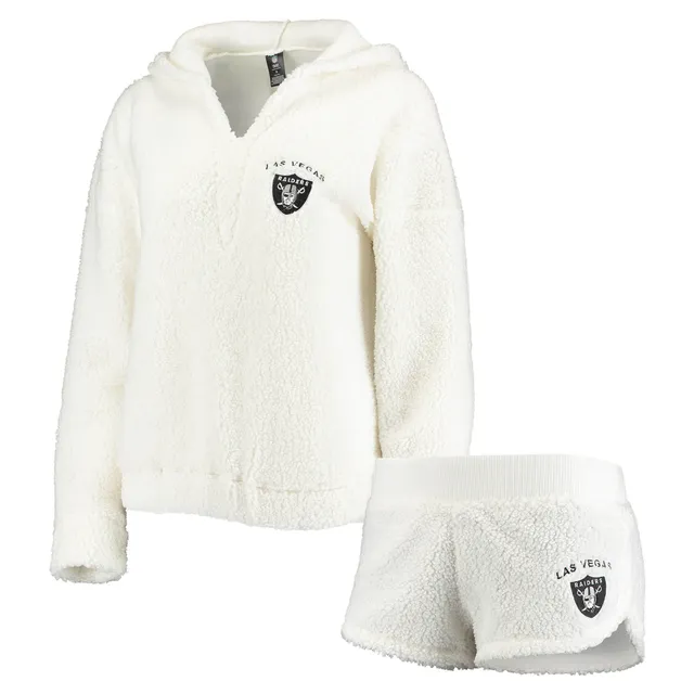 Women's Concepts Sport White/Black Las Vegas Raiders Plus Size Downfield T-Shirt & Shorts Sleep Set