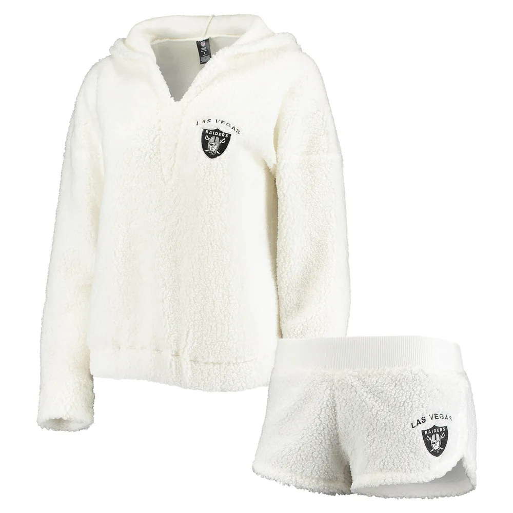 Lids Las Vegas Raiders Concepts Sport Women's Fluffy Hoodie Top & Shorts  Set - Cream