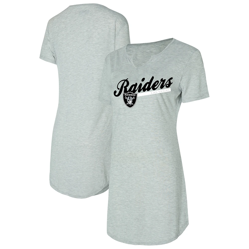 Chemise de nuit en tricot gris Las Vegas Raiders Petition pour femme Concepts Sport