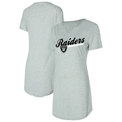 Chemise de nuit en tricot gris Las Vegas Raiders Petition pour femme Concepts Sport