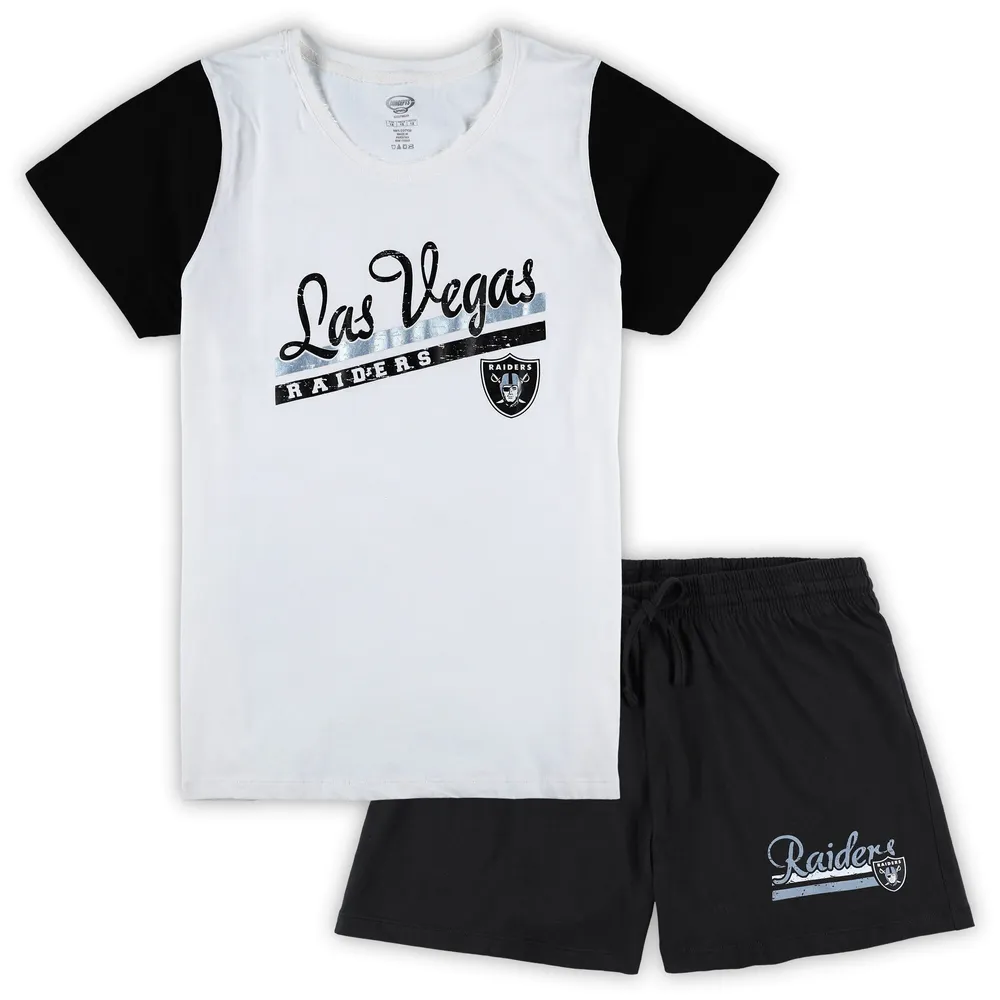Concepts Sport Women's Las Vegas Raiders Badge T-Shirt & Pants Sleep
