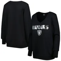 Cuce Black Las Vegas Raiders Sequin Logo V-Neck Pullover Sweatshirt