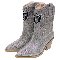 Women's Cuce  Silver Las Vegas Raiders Crystal Ankle Boots