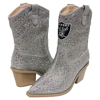 Women's Cuce  Silver Las Vegas Raiders Crystal Ankle Boots