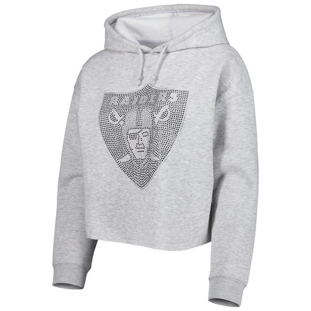 Chandail à capuchon court avec logo Crystal Las Vegas Raiders Cuce Silver pour femme