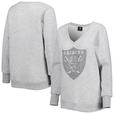 Las Vegas Raiders Cuce Women's Deep V-Neck Pullover Sweatshirt - Silver