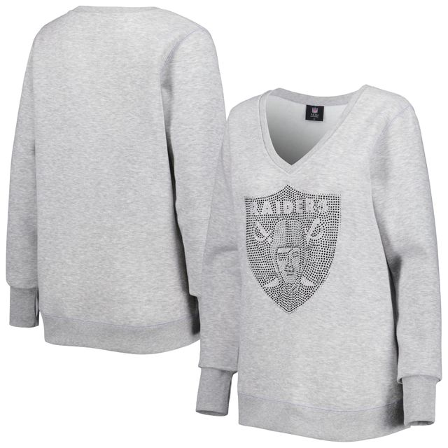 Sweat à enfiler encolure en V profonde Cuce Silver Raiders de Las Vegas pour femme