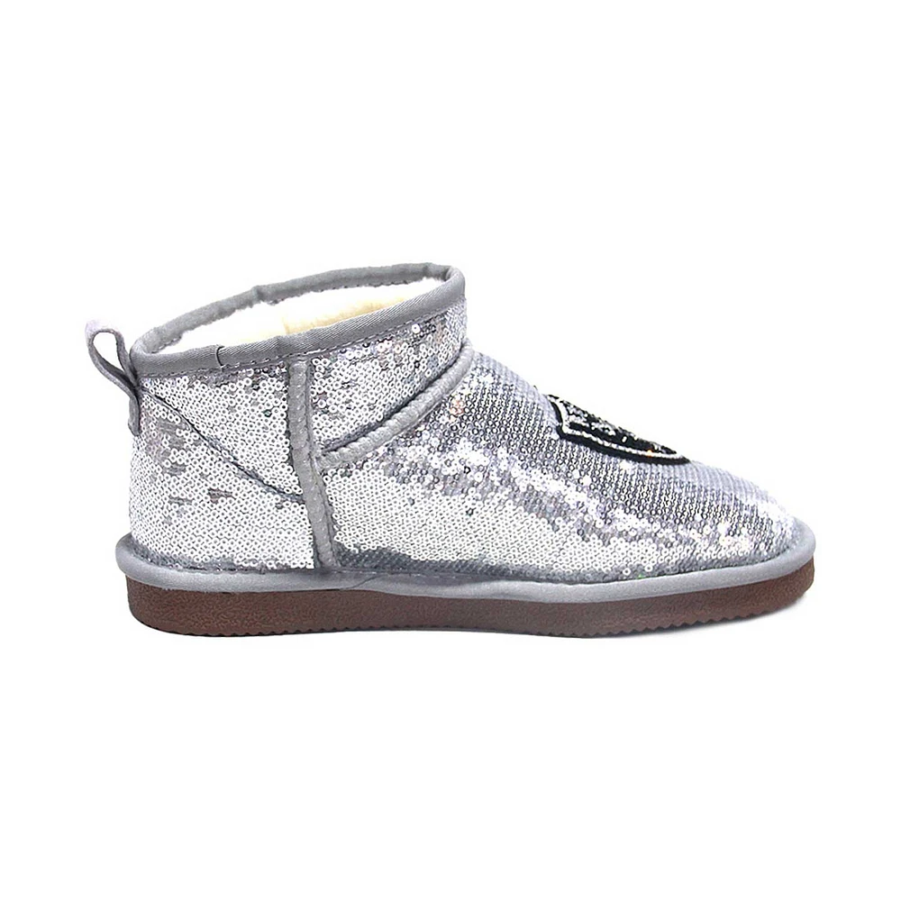 Women's Cuce  Silver Las Vegas Raiders Sequin Ankle Boots