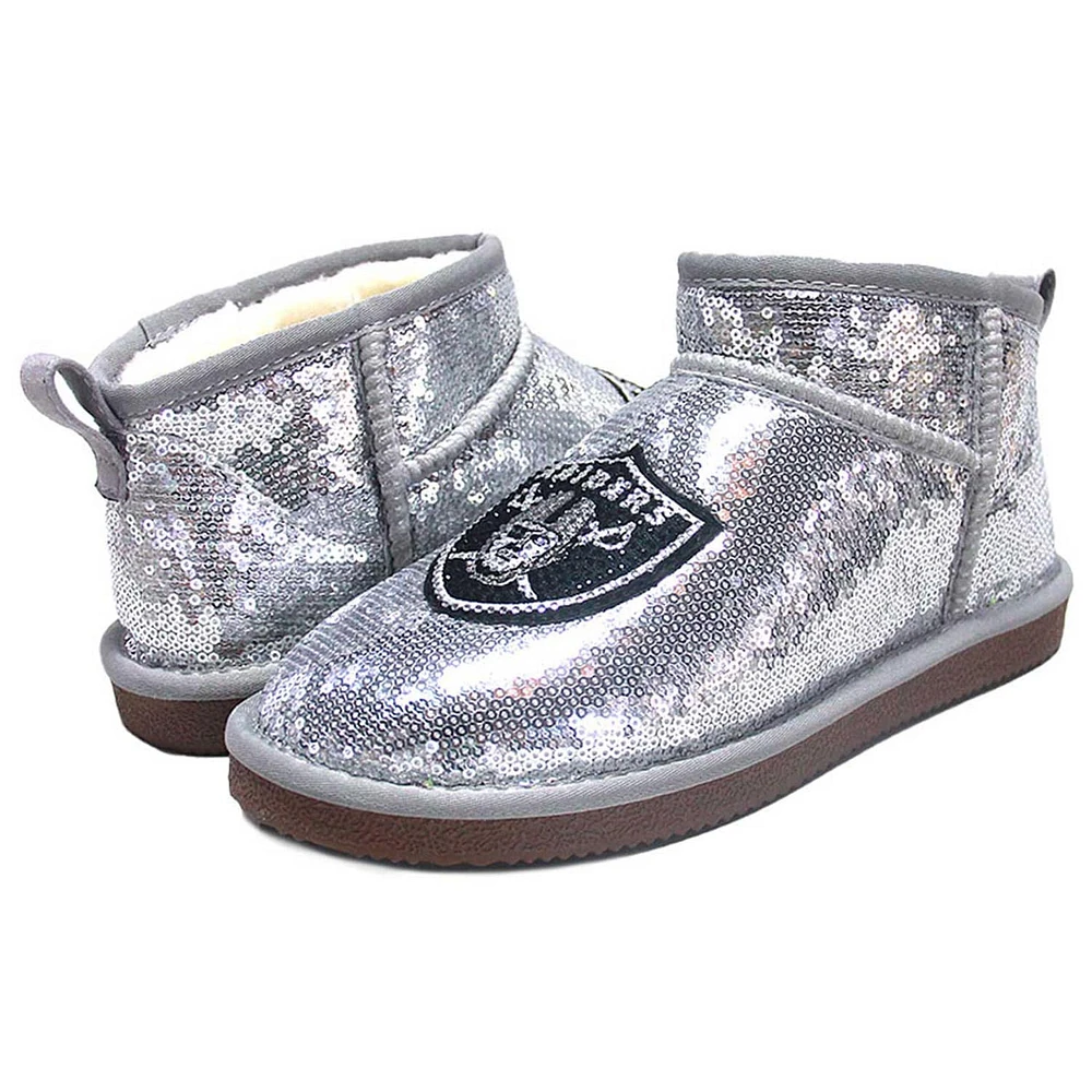 Women's Cuce  Silver Las Vegas Raiders Sequin Ankle Boots