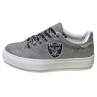 Women's Cuce Silver Las Vegas Raiders Team Color Crystal Sneakers