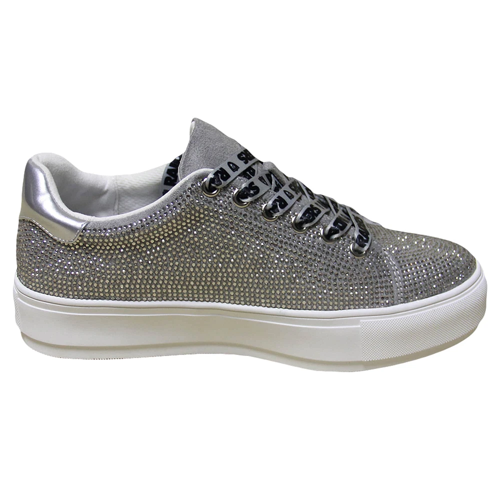 Women's Cuce Silver Las Vegas Raiders Team Color Crystal Sneakers