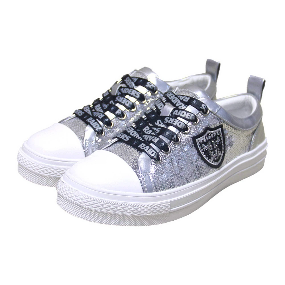 Women's Cuce Silver Las Vegas Raiders Team Sequin Sneakers