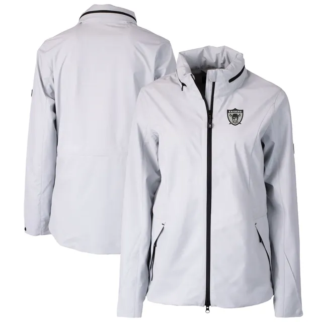 Women's Starter White/Black Las Vegas Raiders Overtime Raglan Full-Zip Track Jacket