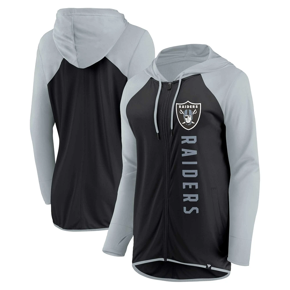 Women's Fanatics Black/Gray Las Vegas Raiders Forever Fan Full-Zip Hoodie