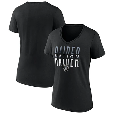 T-shirt col V noir fanatiques pour femmes Las Vegas Raiders Back Home Again