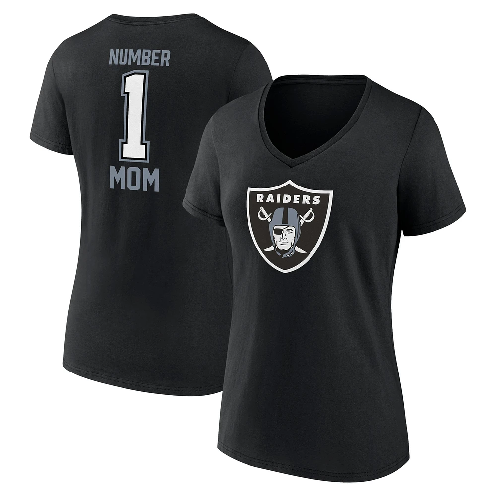 T-shirt noir à col en V pour la fête des mères Raiders de Las Vegas Fanatics femmes