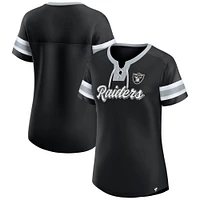 T-shirt à lacets Fanatics noir Las Vegas Raiders Original State pour femmes