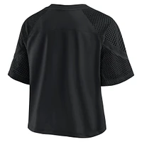 Women's Fanatics Black Las Vegas Raiders Oversized Cornerback Blitz Raglan V-Neck T-Shirt