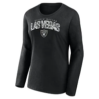 Women's Fanatics Black Las Vegas Raiders Plus Measure Distance Scoop Neck Long Sleeve T-Shirt