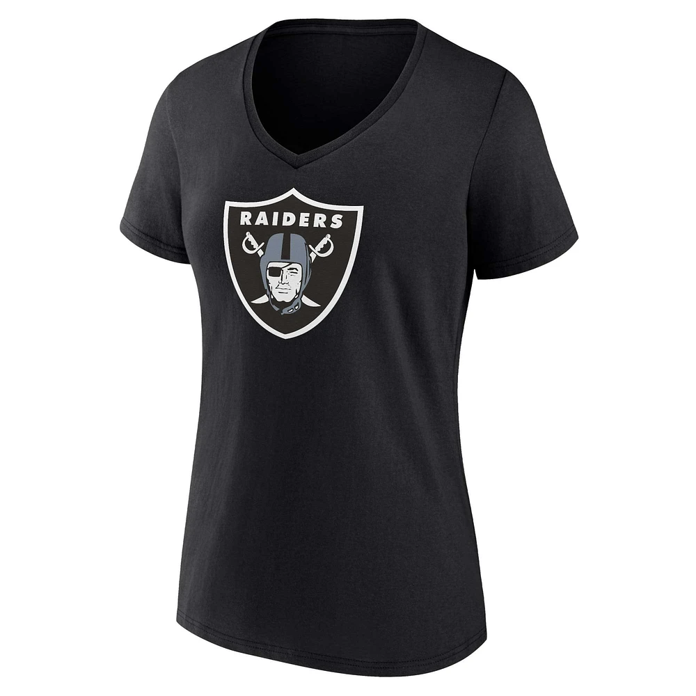 Women's Fanatics Black Las Vegas Raiders Plus Mother's Day #1 Mom V-Neck T-Shirt