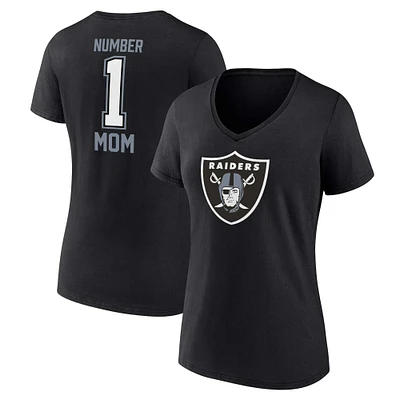 Women's Fanatics Black Las Vegas Raiders Plus Mother's Day #1 Mom V-Neck T-Shirt