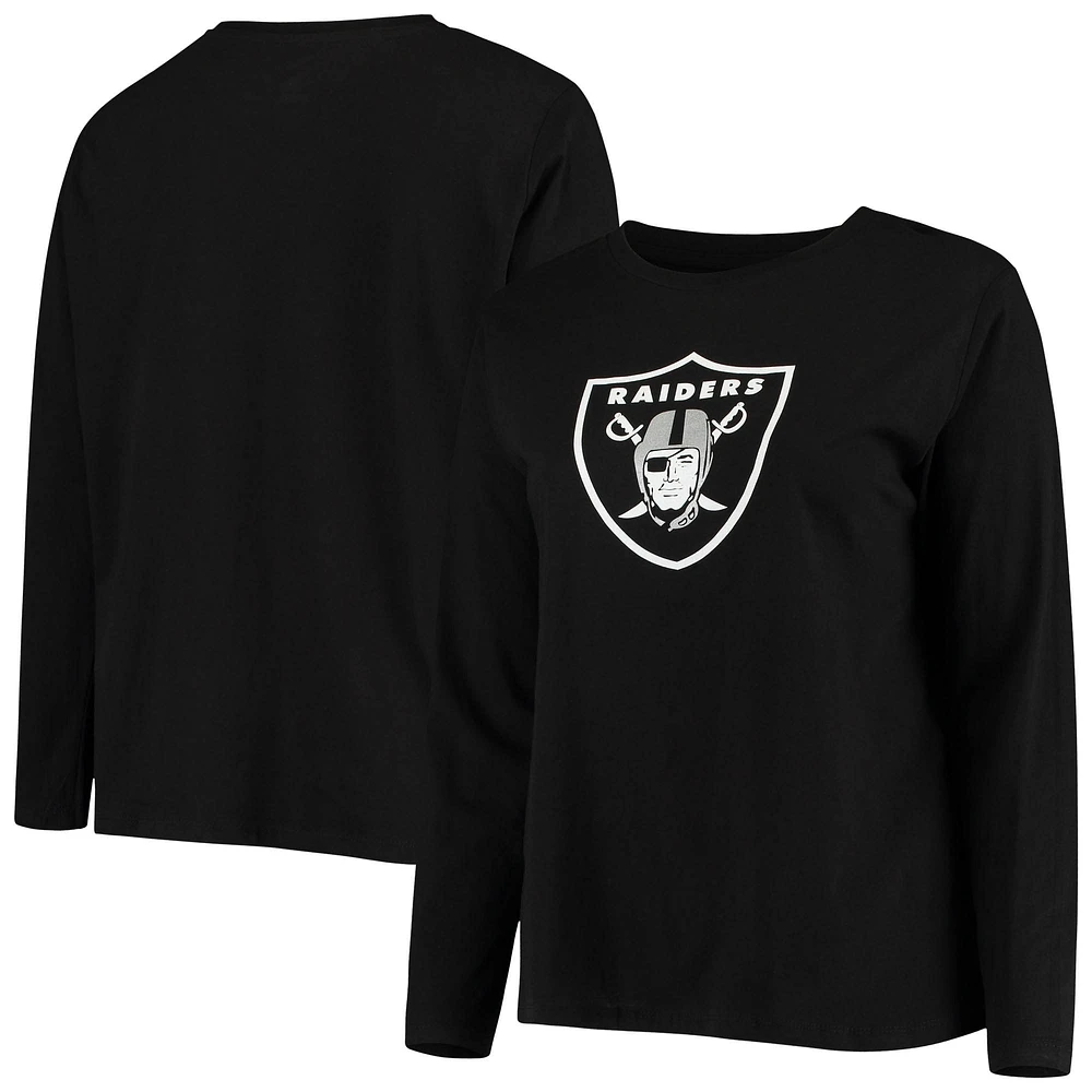 Women's Fanatics Black Las Vegas Raiders Plus Primary Logo Long Sleeve T-Shirt