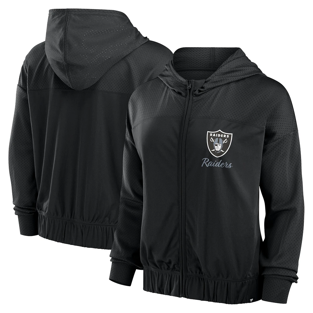 Sweat à capuche entièrement zippé Las Vegas Raiders Script Lock pour femmes Fanatics Black