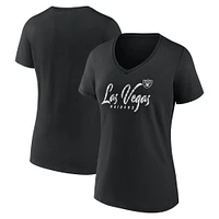 T-shirt noir à col en V Fanatics pour femmes des Raiders de Las Vegas Shine Time