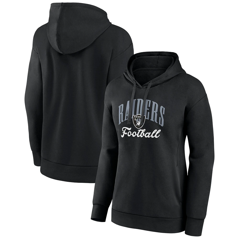 Women's Fanatics Black Las Vegas Raiders Team Logo Victory Script Pullover Hoodie