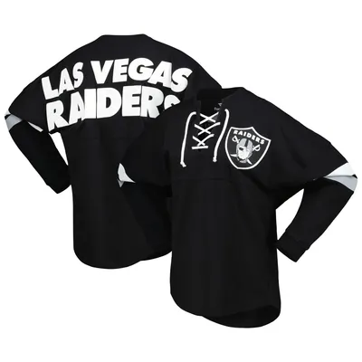 Las Vegas Raiders Fanatics Branded Women's Spirit Jersey Lace-Up V-Neck Long Sleeve T-Shirt - Black