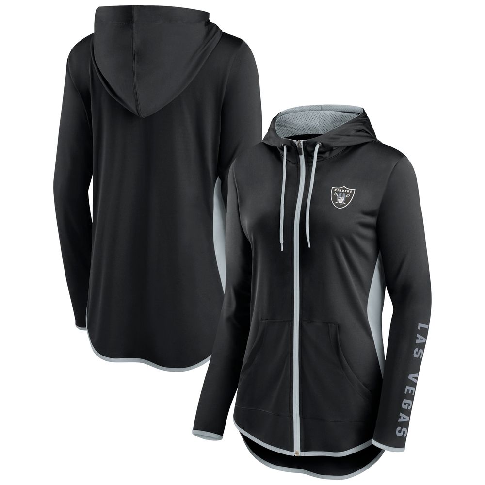 Fanatics Branded Women's Fanatics Branded Black Las Vegas Raiders Top Replay  Colorblock - Full-Zip Hoodie