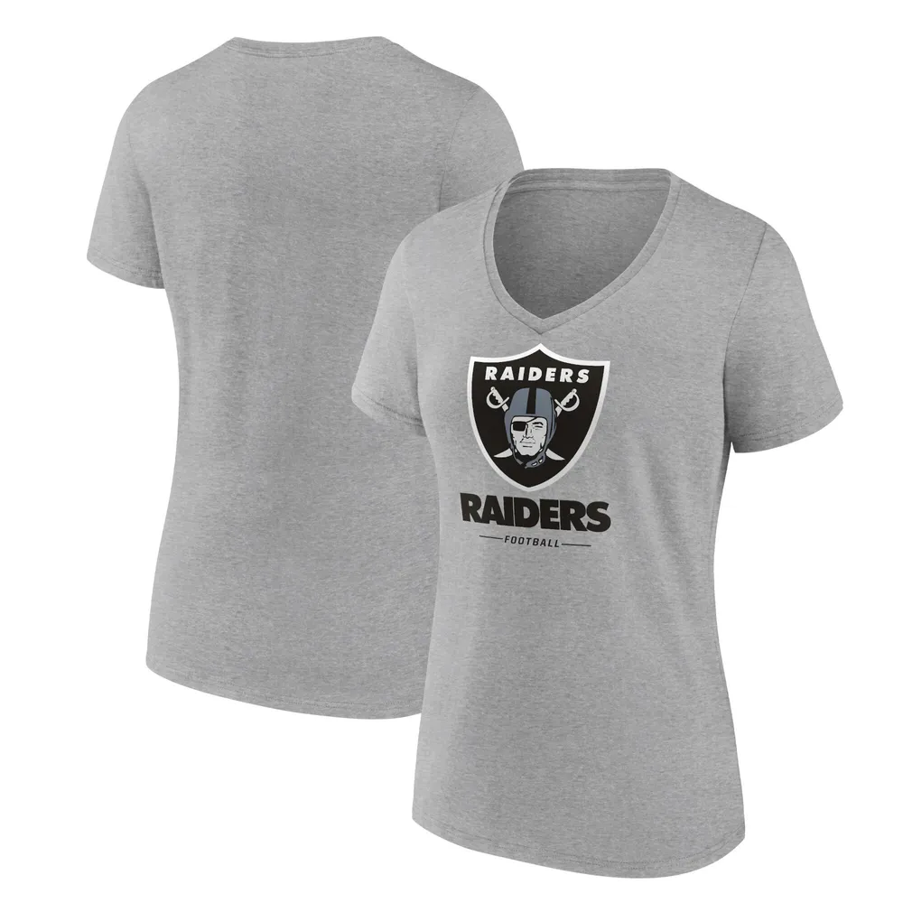 Women's Fanatics Branded Black Las Vegas Raiders Logo Team Lockup V-Neck T-Shirt Size: Large