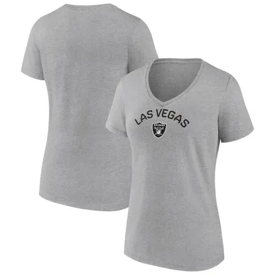 Women's Heathered Gray Las Vegas Raiders Plus Size Lace-Up V-Neck T-Shirt