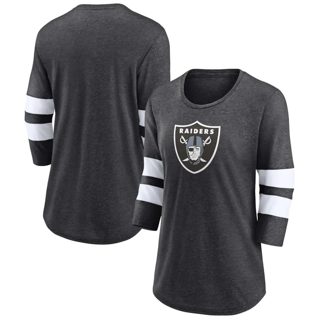 Fanatics Women's Branded Black, White Las Vegas Raiders Ombre Long Sleeve T- shirt