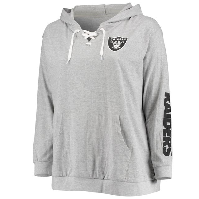 Women's Wear by Erin Andrews Black Las Vegas Raiders Plus Size Lace-Up Pullover Hoodie