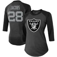 Fanatics Branded Women's Plus Size Josh Jacobs Black Las Vegas Raiders Name Number V-Neck T-Shirt - Black